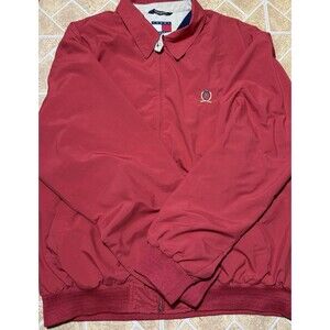 Vintage Tommy Hilfiger Jacket Mens XL Red Crest Logo Harrington Windbreaker 90’s